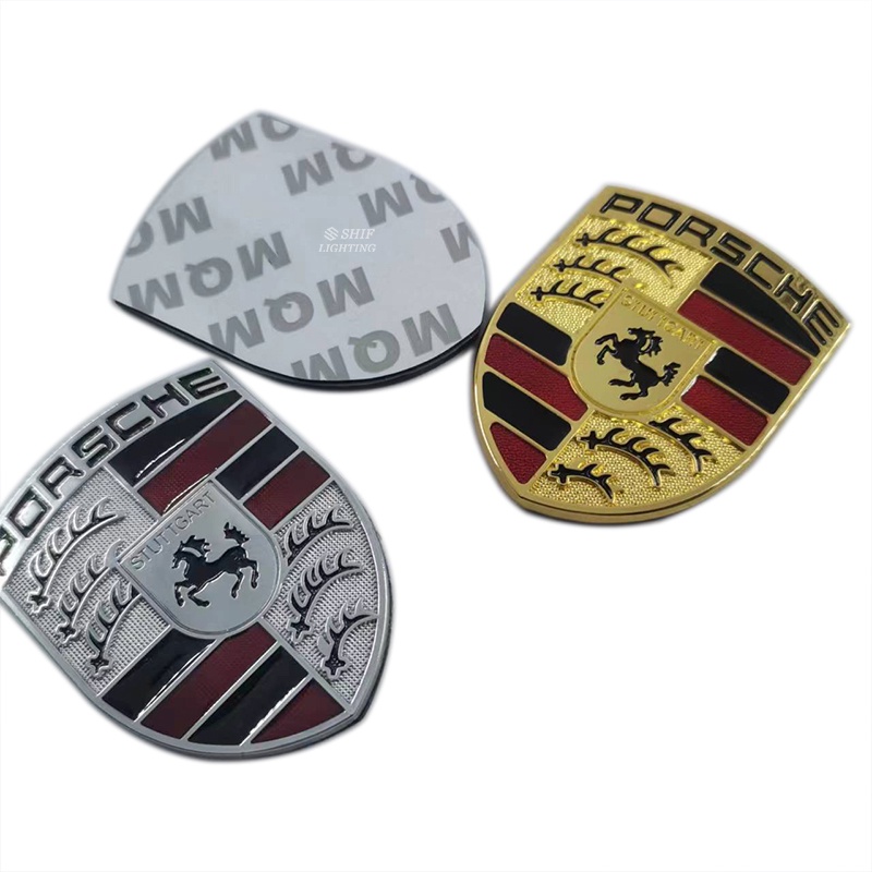 1 Miếng Dán Logo PORSCHE Bằng Kim Loại Màu Vàng Trang Trí Xe Hơi