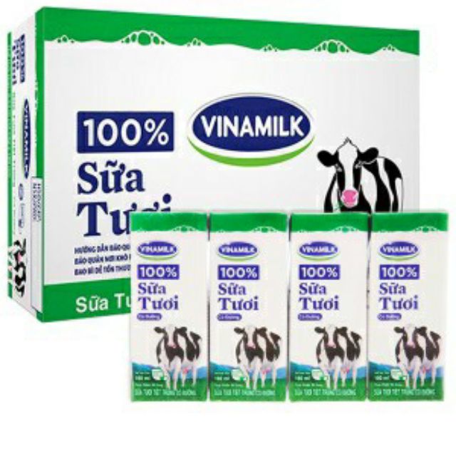 Sữa tươi vinamilk 100/% có đường thùng 48 hộp×180ml