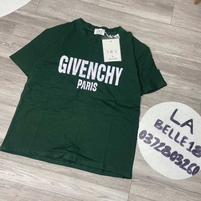 Áo thun xanh két cotton ngắn tay áo phông basic xanh lá cây in chữ trắng