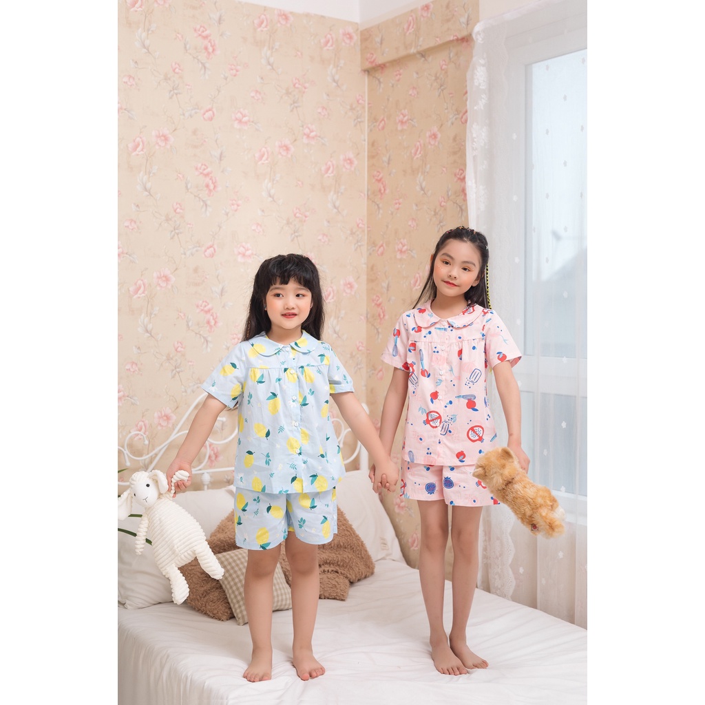 [LITTLE PINK] BỘ PYJAMAS QUẦN LỬNG BÉ GÁI 2022