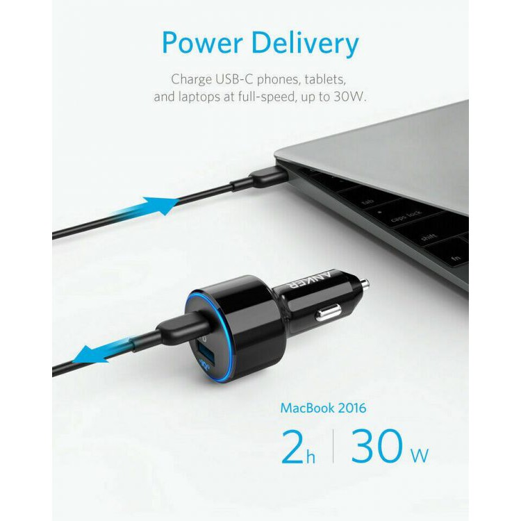 Sạc ô tô ANKER PD 2 cổng 33W PowerDrive PD+ 2 ANKER - A2721 (PD 18W&amp;PowerIQ 12W)