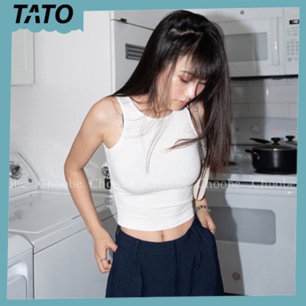 Áo Croptop Nữ Kiểu Ôm Body Sát Nách Không Tay Chất Cotton Co Giãn