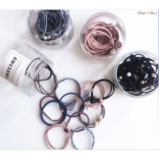 Hộp 12 Chun buộc tóc, dây buộc tóc cực đẹp hộp 12 dây