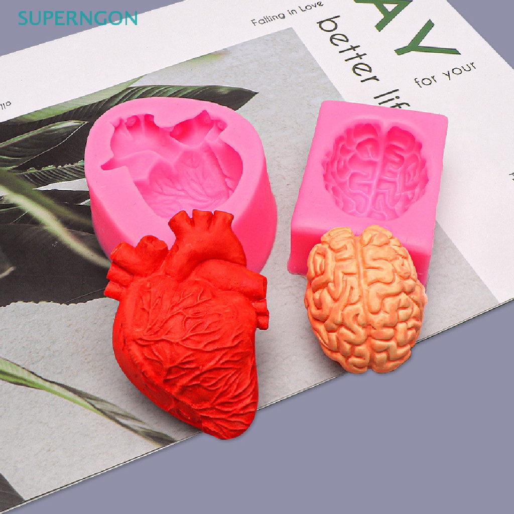 Khuôn Silicone Làm Bánh Hình Não / Trái Tim Độc Đáo