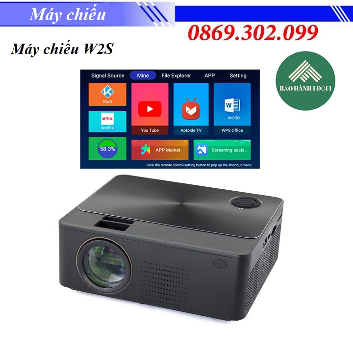 [ Chính hãng ] Máy Chiếu Mini Chuyên Dùng Cho Gia Đình, Văn Phòng Nhỏ W2 HĐH Android 6.0 Độ Phân Giải Hỗ Trợ 1920x1080P