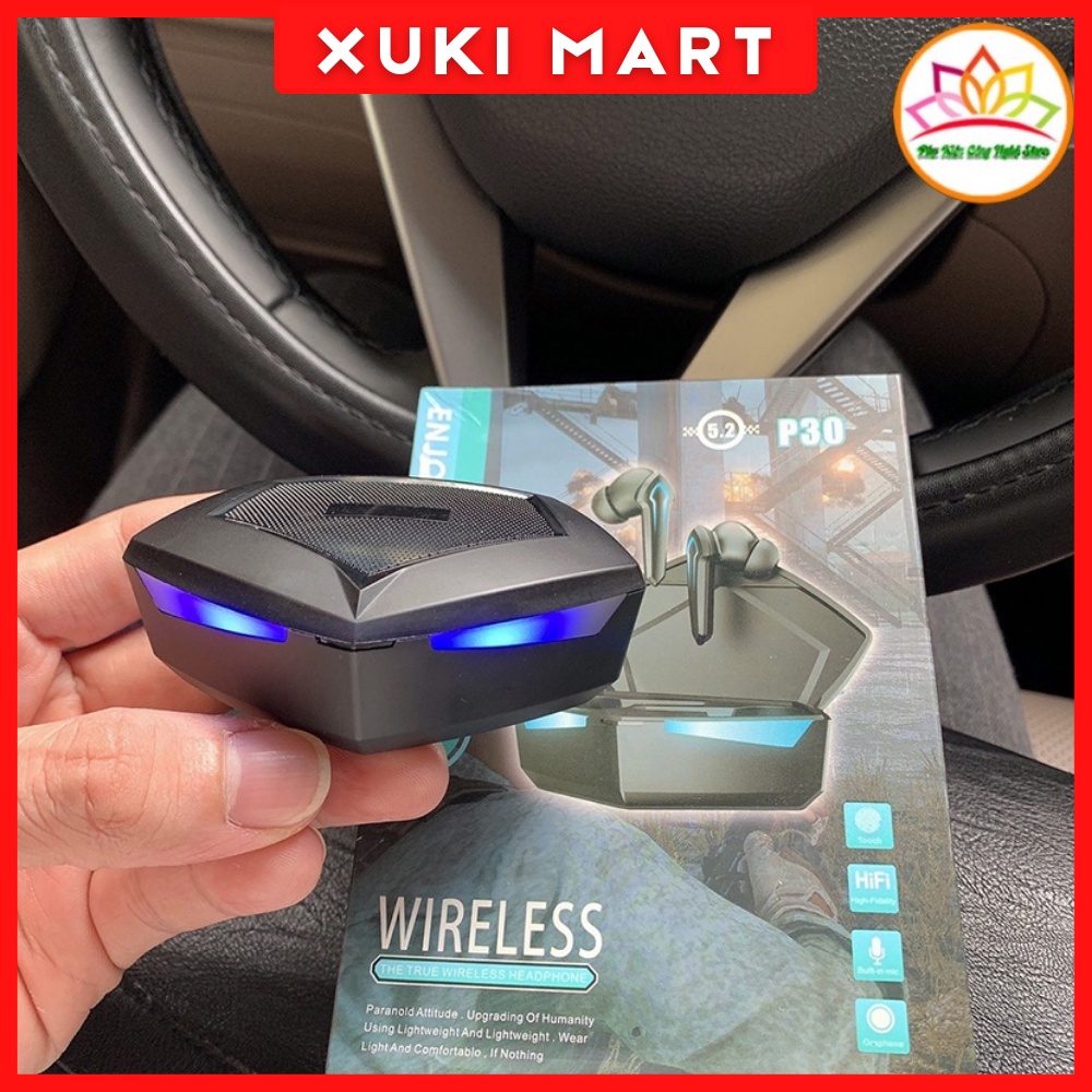 Tai nghe không dây Gaming P30 Max TWS bluetooth 5.1 có đèn led,có mic độ trễ cực thấp - XuKi Official