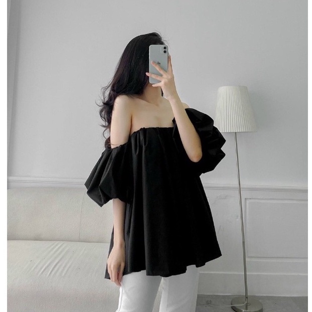 Áo trễ vai, áo hở vai nữ đẹp bèo tay phồng rộng dễ thương, mặc đi chơi, siêu hot trend, xinh 24 | BigBuy360 - bigbuy360.vn