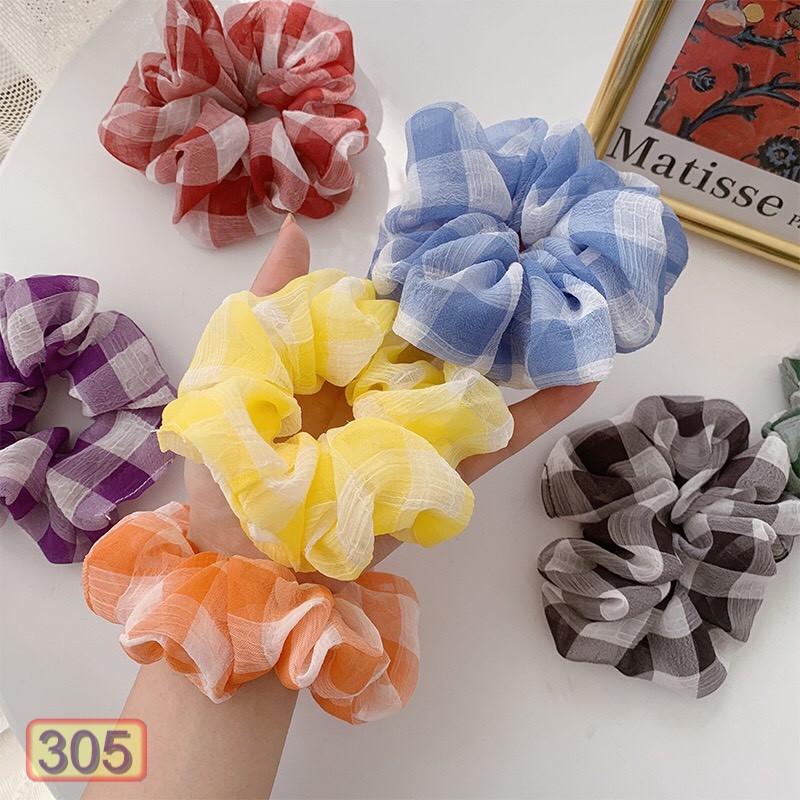 [Mã FAMARAL1 giảm 10K đơn 50K]BUỘC TÓC VẢI SỌC KẺ VUÔNG 305 NHIỀU MÀU HOT TREND