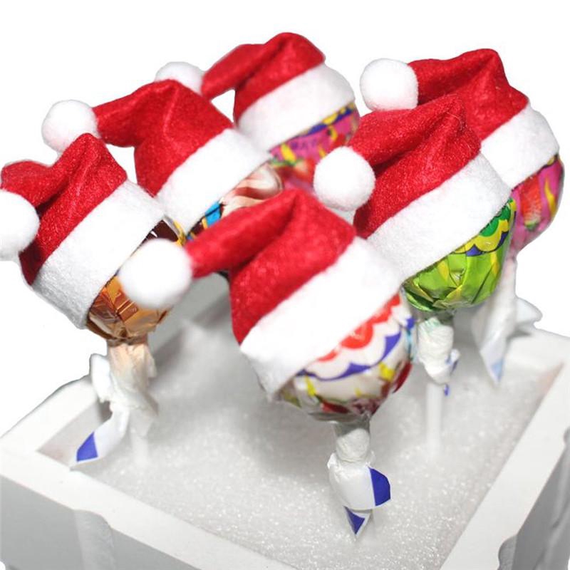 Set 6 Mũ Ông Già Noel Trang Trí Kẹo Mút Dịp Giáng Sinh Cho Nhà Bếp/Tiệc Tùng