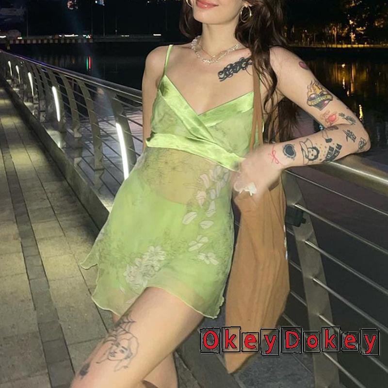 Đầm Cổ Chữ V Eo Cao In Họa Tiết Hoa Thời Trang Mùa Hè Quyến Rũ Cho Nữ