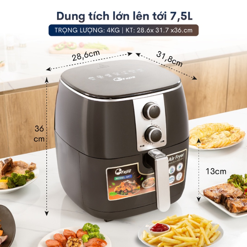 Nồi chiên không dầu FujiE AF7 - 7.5L - Hàng chính hãng - Bảo hành 24 tháng