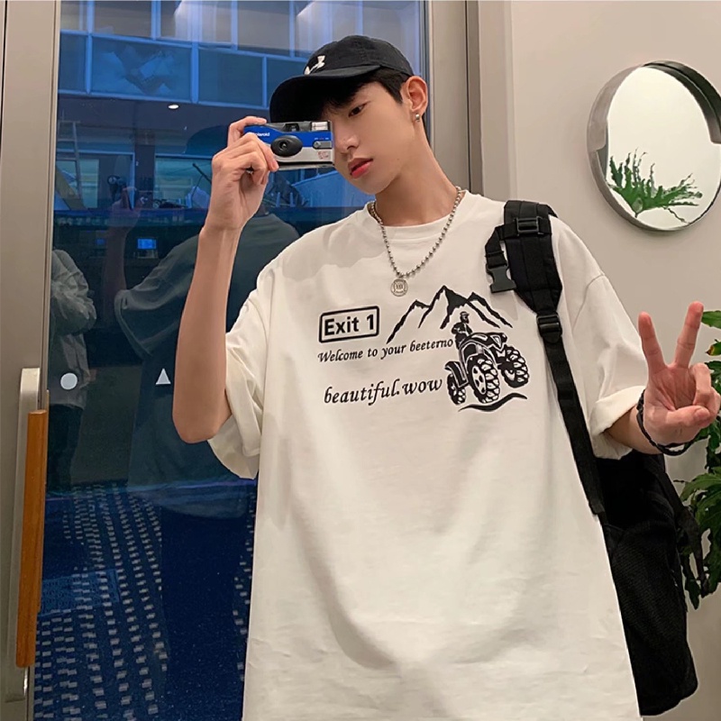Áo Thun Tay Ngắn Dáng Rộng In Chữ Phong Cách Hip Hop Hàn Quốc Thời Trang Mùa Hè Cho Nam Size M-5XL