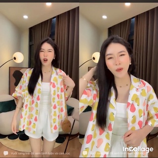 Camellia set áo quả + quần cạp chun co giãn