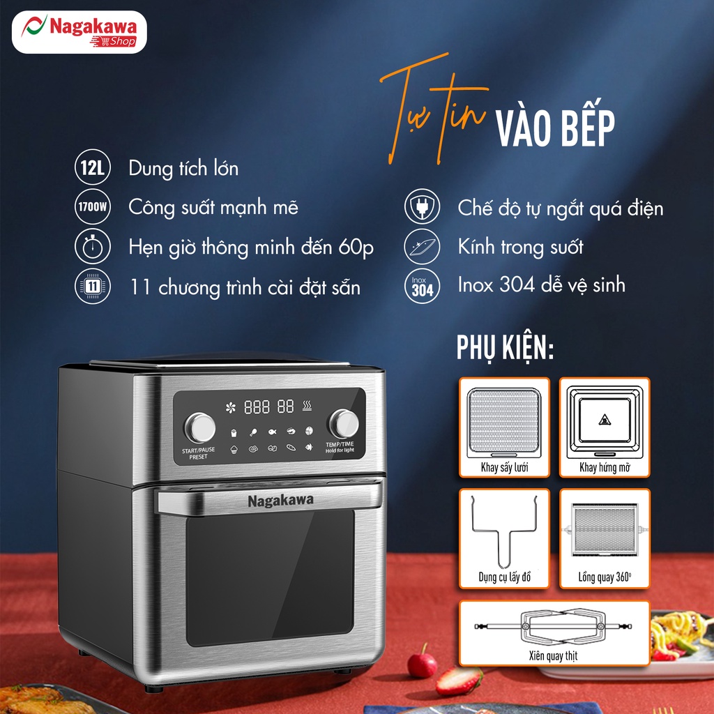 Nồi chiên không dầu Nagakawa NAG3304 -Công nghệ Rapid Air 360 độ