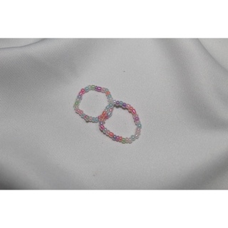 (Siêu rẻ) Nhẫn hạt cườm màu pastel 2mm