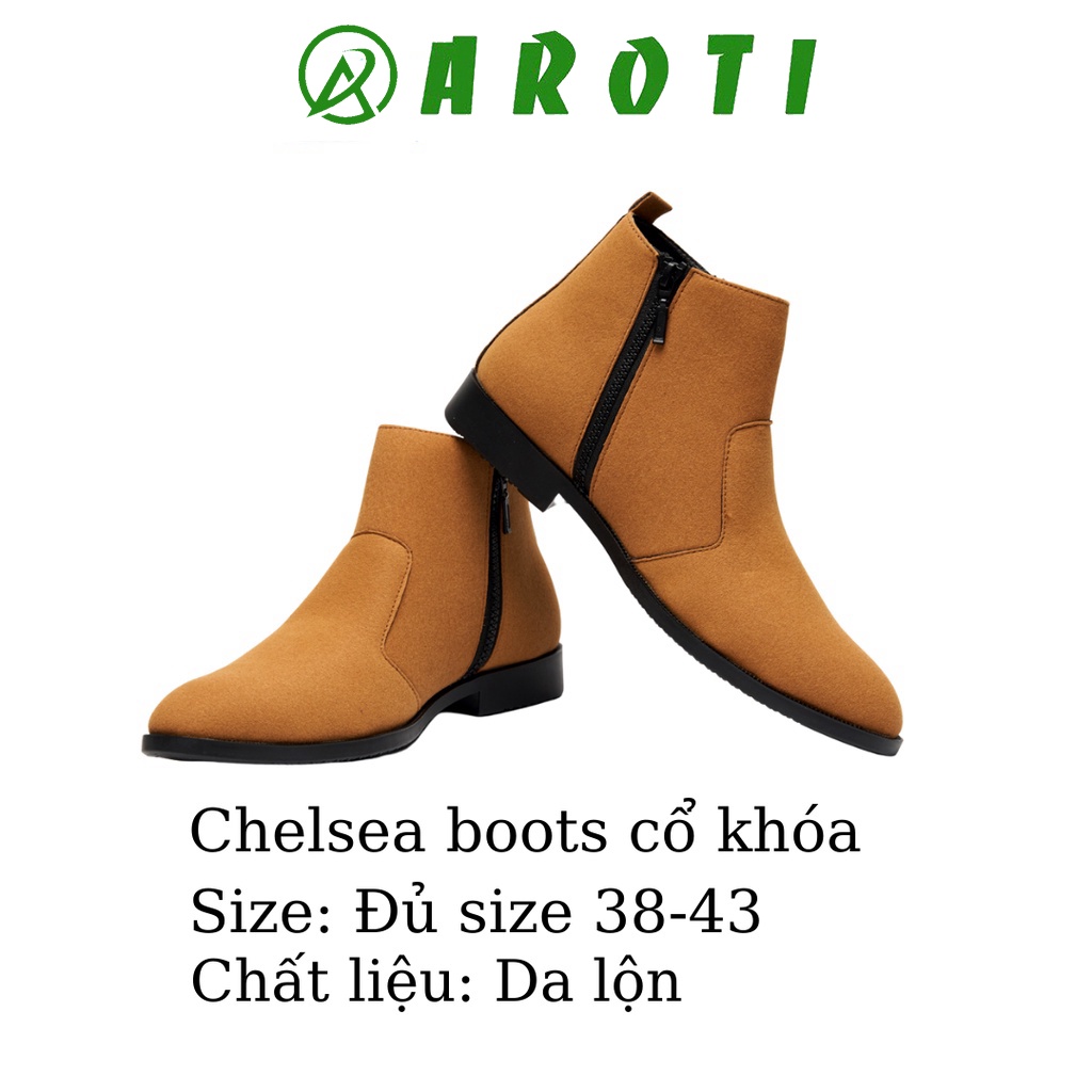 Giày chelsea boots nam da lộn, cổ khóa, đế khâu chắc chắn-CB521VN