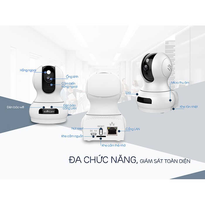 [Mã ELMS5 giảm 7% đơn 300k] [NHÀ PHÂN PHỐI] Camera Wifi Ebitcam E3 FHD 1080P 2.0MP - Xoay 360 độ - Phát Hiện Chuyển Động