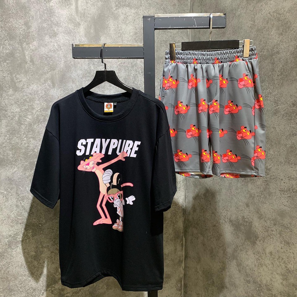Kun Shop Set Ao Thun Thu Mỏ Vịt Hoạt Hinh Quần Short