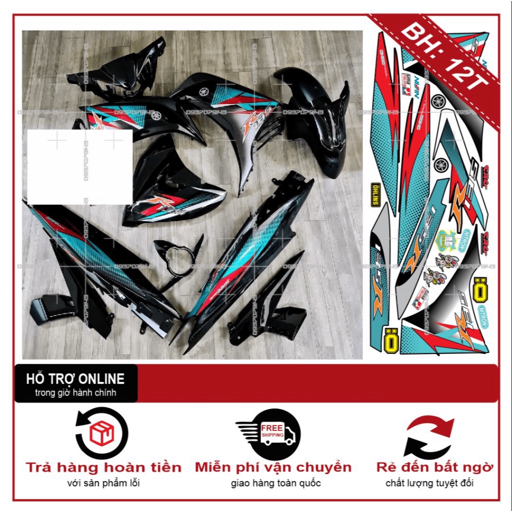 TEM RỜI EX 2011 R XANH ĐEN -- SHIN DECAL 2