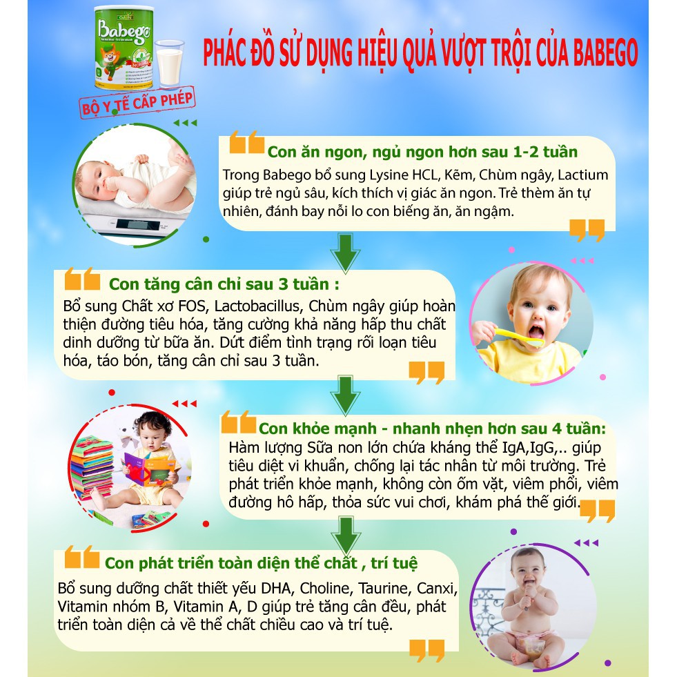 Sữa mát tăng cân, trị biếng ăn, táo bón Babego 3 tuổi trở lên 800g