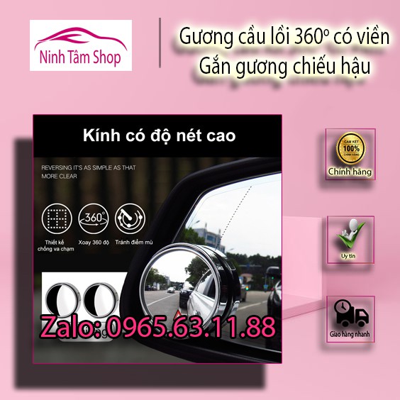 Gương Cầu Lồi 360 Độ Có Viền BH-1003 Gắn Gương Chiếu Hậu Xe Hơi, Ô Tô Xe Máy