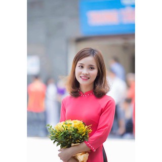 Áo dài trơn hồng sen cổ v (cả bộ)