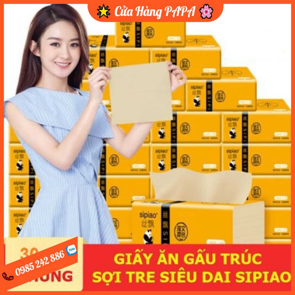 30 Bịch Giấy Ăn Gấu Trúc SIPAO [1 Thùng 30 Bịch/ 300 Tờ]