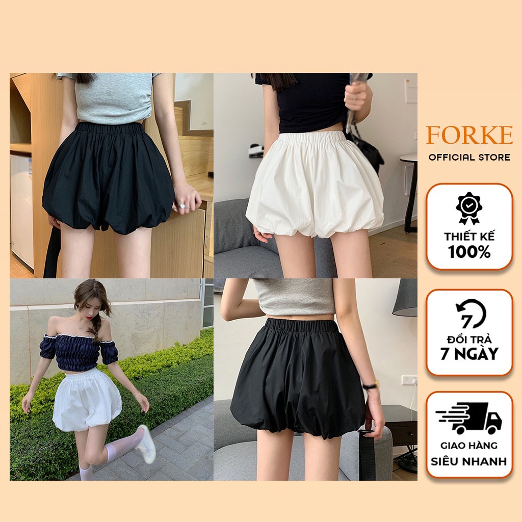 Quần Short Ống Bo Chun Dáng Hàn 🦋 Quần Đùi Nữ Lưng Thun Dáng Ngắn 2 Màu