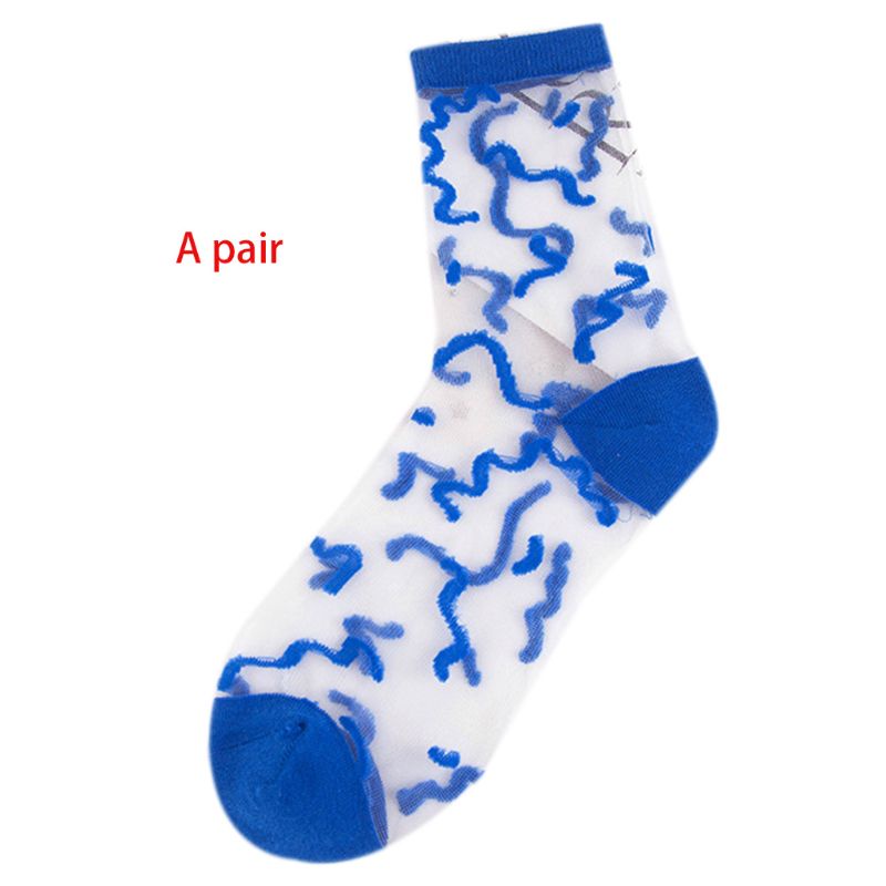 Xiangbao Vớ Lưới Sợi Thủy Tinh Trong Suốt Siêu Mỏng Thoáng Khí Kẻ Sọc Chấm Bi Nhiều Màu Cho Nữ Mi