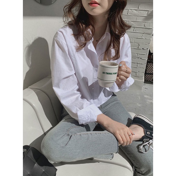 Áo Sơ Mi Tay Dài Màu Sắc Đơn Giản Dễ Phối Đồ Hợp Thời Trang 49485