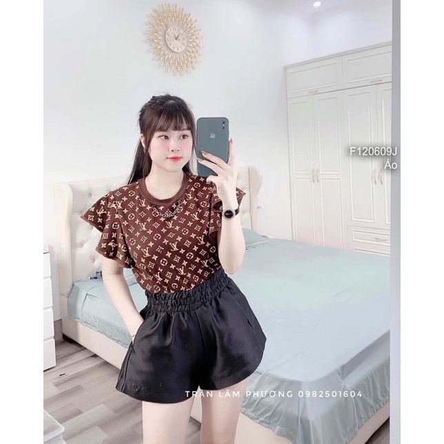 Áo len xanh croptop tay dài 1023 thaotranshop90