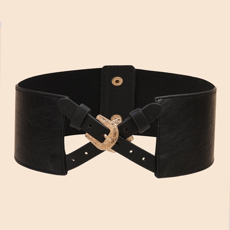 Thắt Lưng Bản Rộng Màu Trơn Có Khóa Chéo Phong Cách Harajuku Thời Trang Cho Nữ