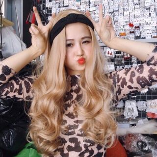 Tóc giả nguyên đầu xoăn dài cao cấp