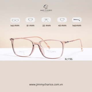 Gọng kính Jimmy & Charice vuông nữ nhựa Tr90 chốt thép không rỉ cao cấp thay mắt cận được