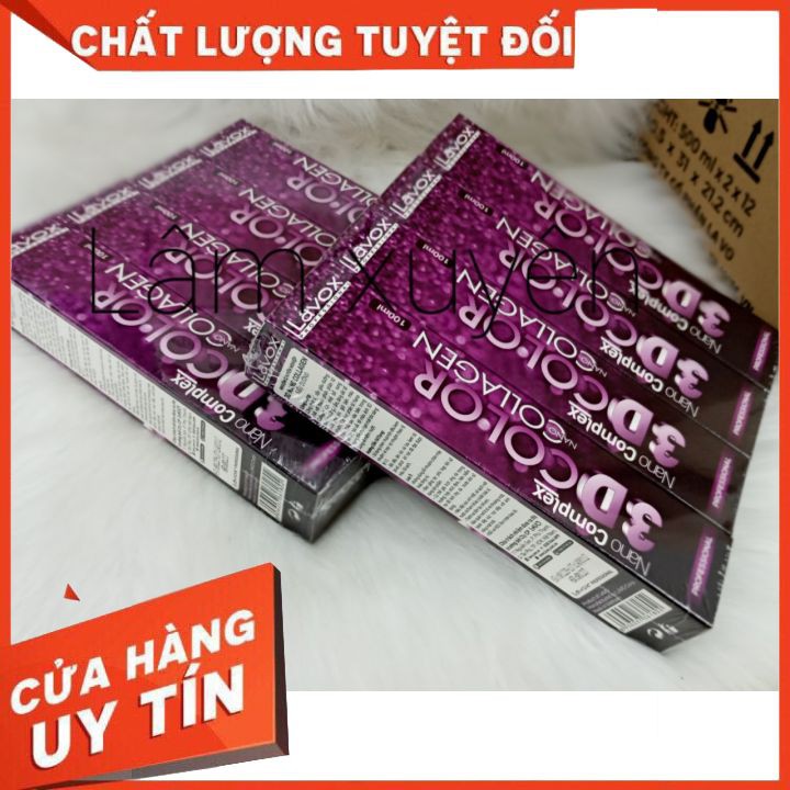 Thuốc nhuộm tóc lavox 3d collagen tím 100ml và bảng màu ,Lên màu chuẩn xinh ,giữ màu bền [chínhhãngchuẩncôngti] , giá rẻ