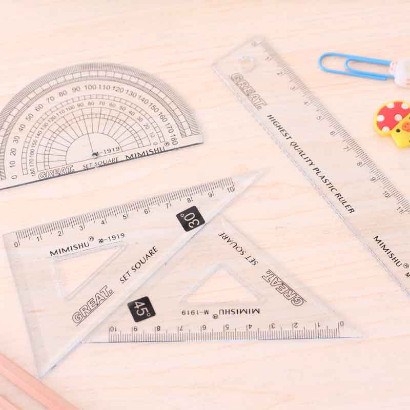 Bộ 4 Thước Kẻ Chất Liệu Nhựa Đơn Giản Cho Học Sinh