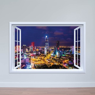 Decal dán tường cửa sổ  view Bitexco về đêm DC108
