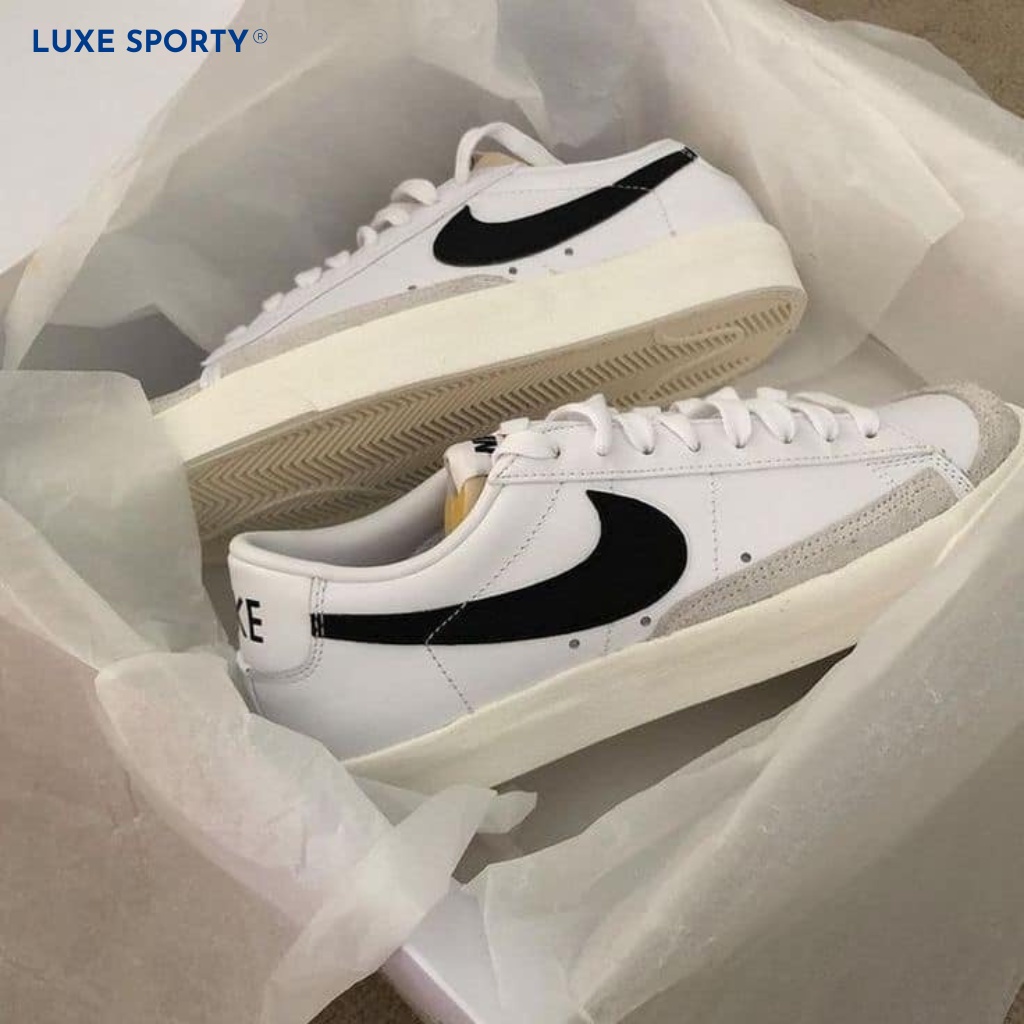 Giày Sneaker Nike Blazer Low Platform On Feet, Thể Thao Nam Nữ Cổ Thấp Nike Blazer Low 77 Vintage White Black Đẹp Chất