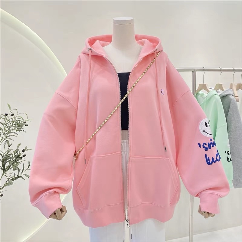 Áo khoác nỉ bông thêu mặt cười M614