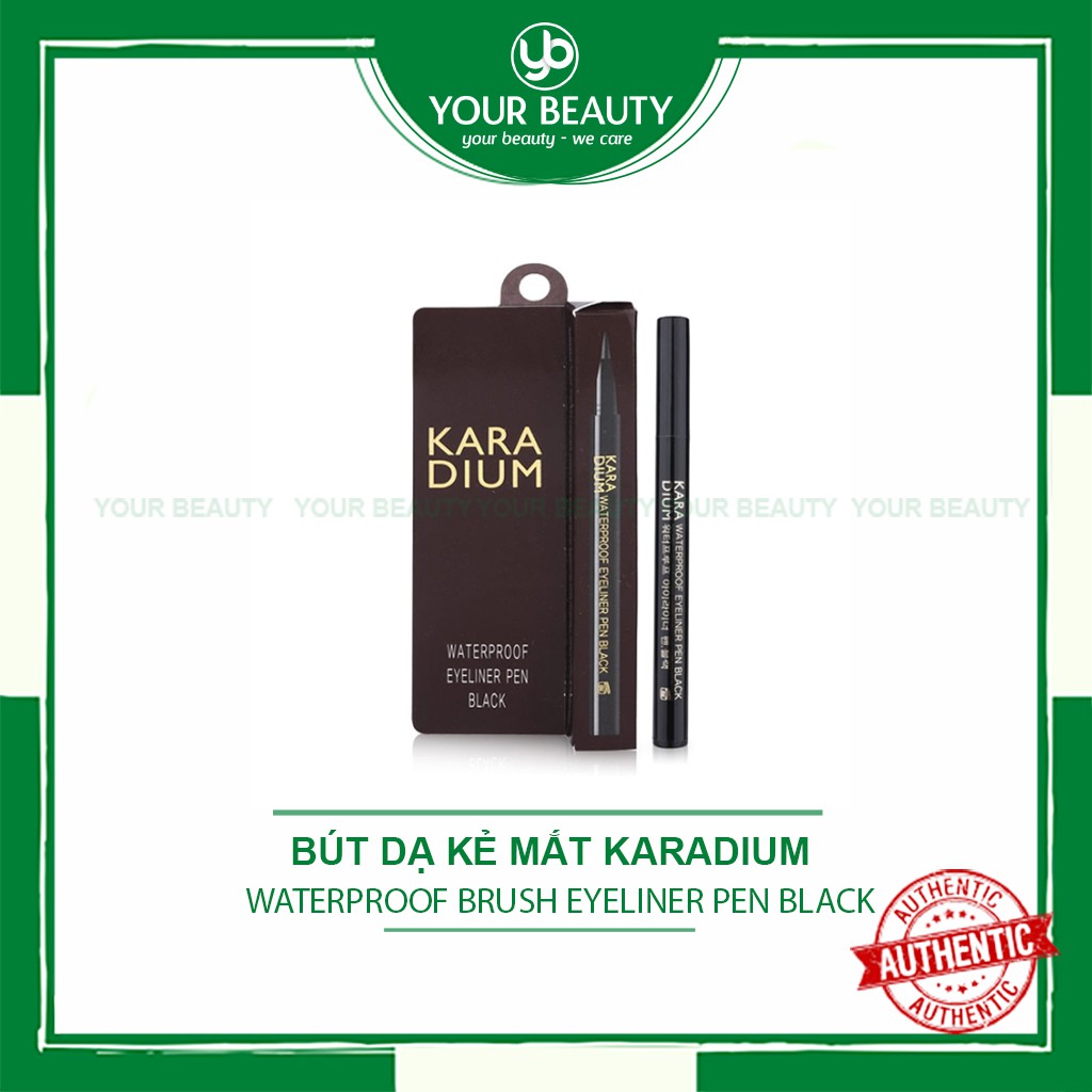 Bút dạ kẻ mắt nước siêu mảnh không lem trôi Karadium Waterproof Brush Eyeliner Pen Black (vỏ nâu)