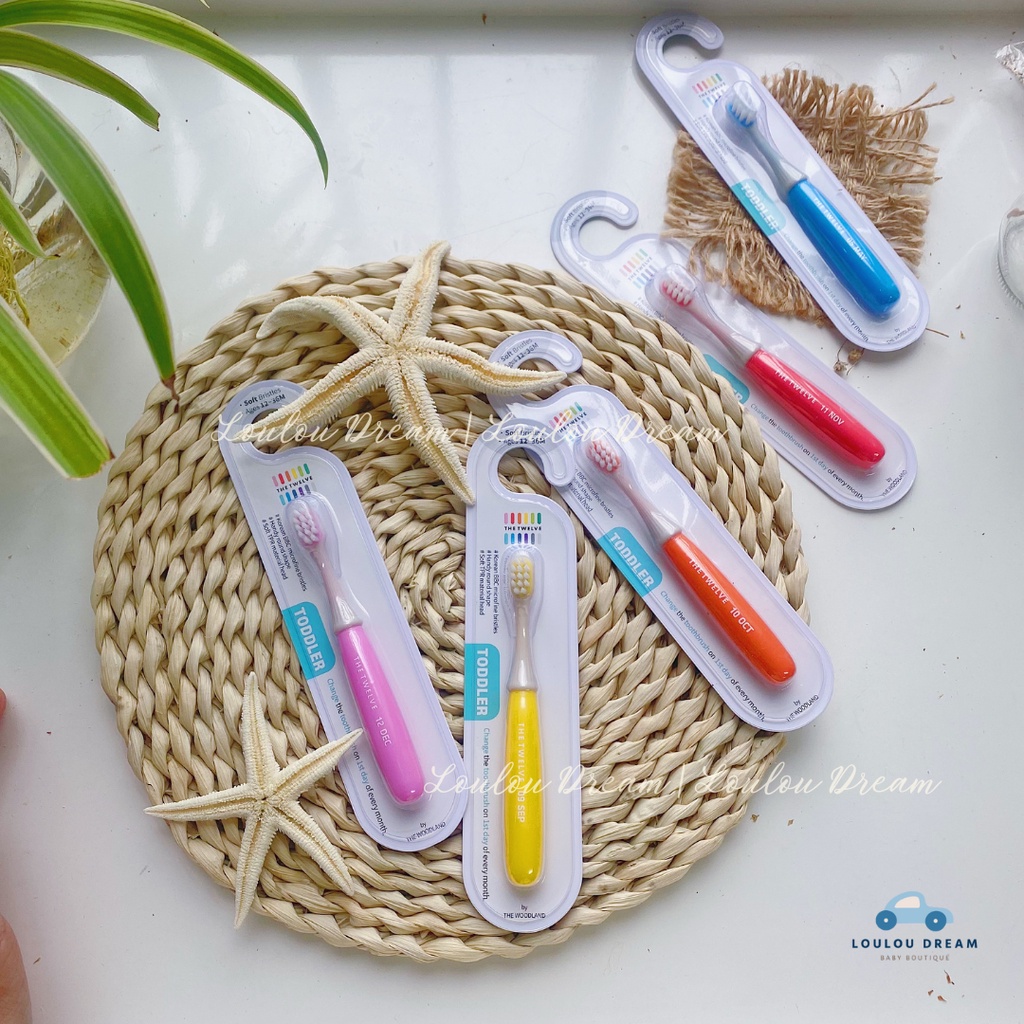 Bàn chải The Twelve - Chỉ nha khoa Hàn Quốc lông siêu mềm cho bé từ 12-36m đủ màu sắc xinh xắn