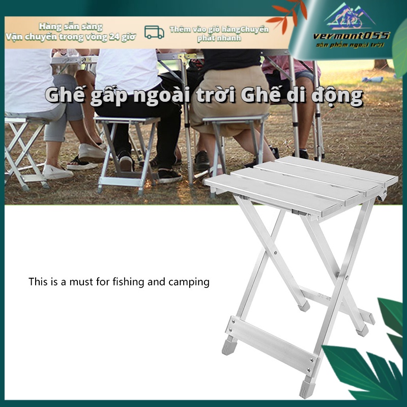 Ghế gấp câu cá bằng thép không gỉ di động cắm trại ngoài trời