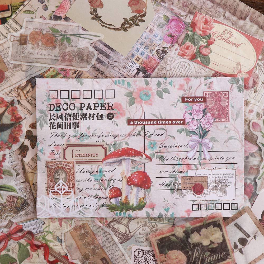 Bộ 100 Miếng Dán Trang Trí Sổ Tay DIY Hình Cây Cối Phong Cách Vintage