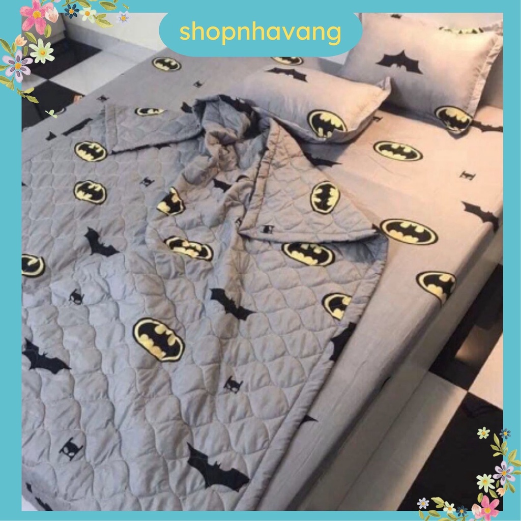 Chăn hè trần bông,mền hè thu mỏng có thể đắp văn phòng,du lịch,chất liệu polly cotton thông thoáng-mẫu Siêu Nhân Dơi
