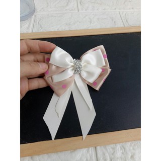 Kẹp tóc nơ lụa satin bản to phong cách tiểu thư