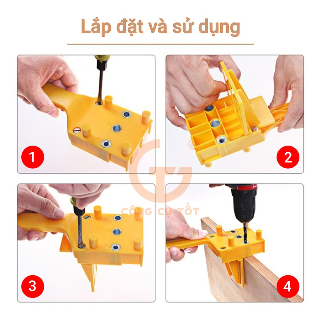 Bộ cữ khoan mộng gỗ thẳng mép tấm cầm tay 6-8-10mm DIY