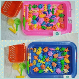 Bộ đồ chơi câu cá cho bé 25 chi tiết - bể phao câu cá có phao bơm, rổ và vợt