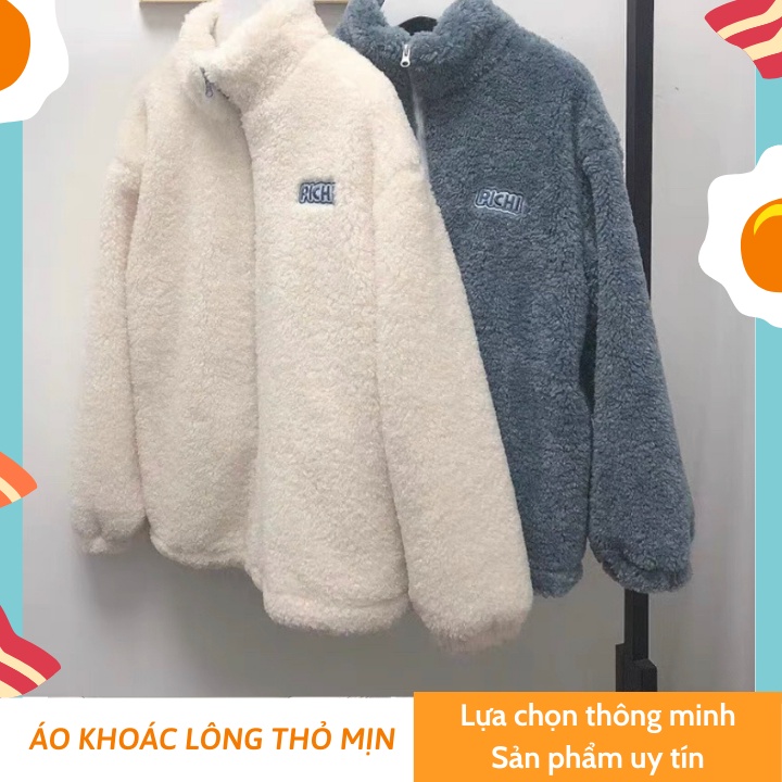 Áo khoác nữ cổ trụ lông thỏ 2 mặt mịn cực yêu [HÀNG SẴN] FREESHIP 🎉🎉 Dáng rộng, Freesize 40-60kg [CÓ ẢNH VÀ VIDEO THẬT]