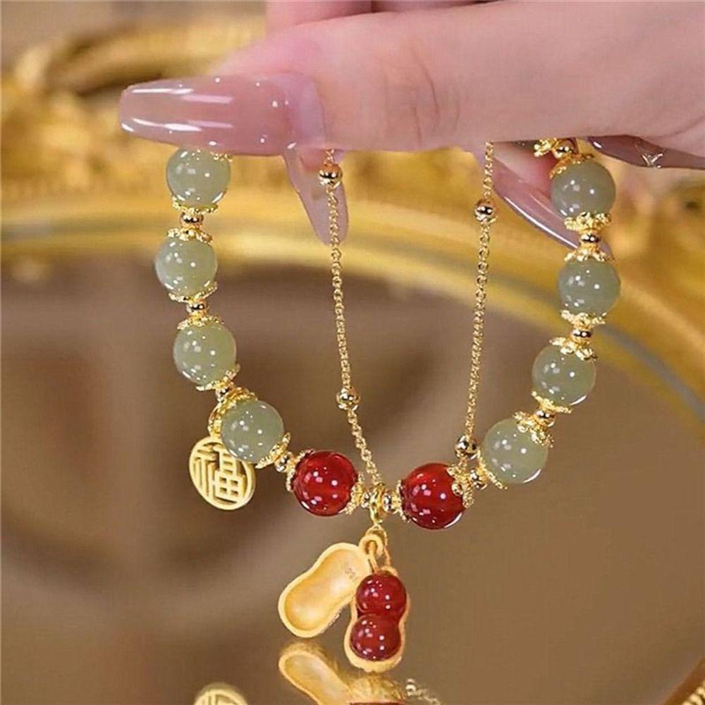 Vòng Tay Hạt Đậu Phộng Thủy Tinh Hai Lớp Phong Cách Trung Hoa Thời Trang Unisex DARON1