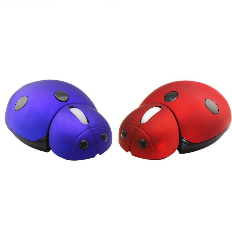 DOU Wireless Mouse 2.4GHz Small Ladybug Cartoon Mouse Suitable for Gaming Office